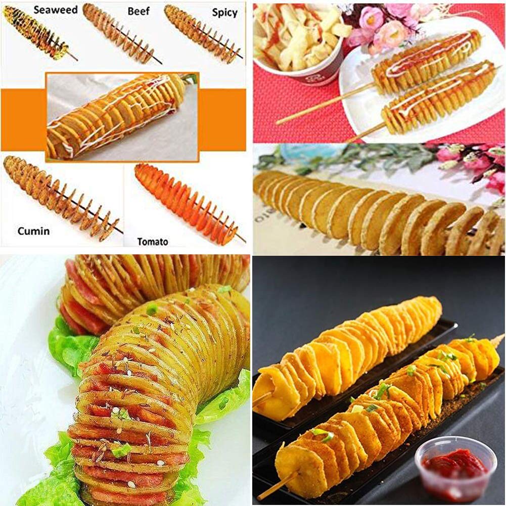 Stainless Steel Manual Spiral Potato Slicer - Tornado Twisted Potato Cutter for Chips & Vegetables | Perfect for Home Cooking, Party Snacks & Restaurant Food Prep