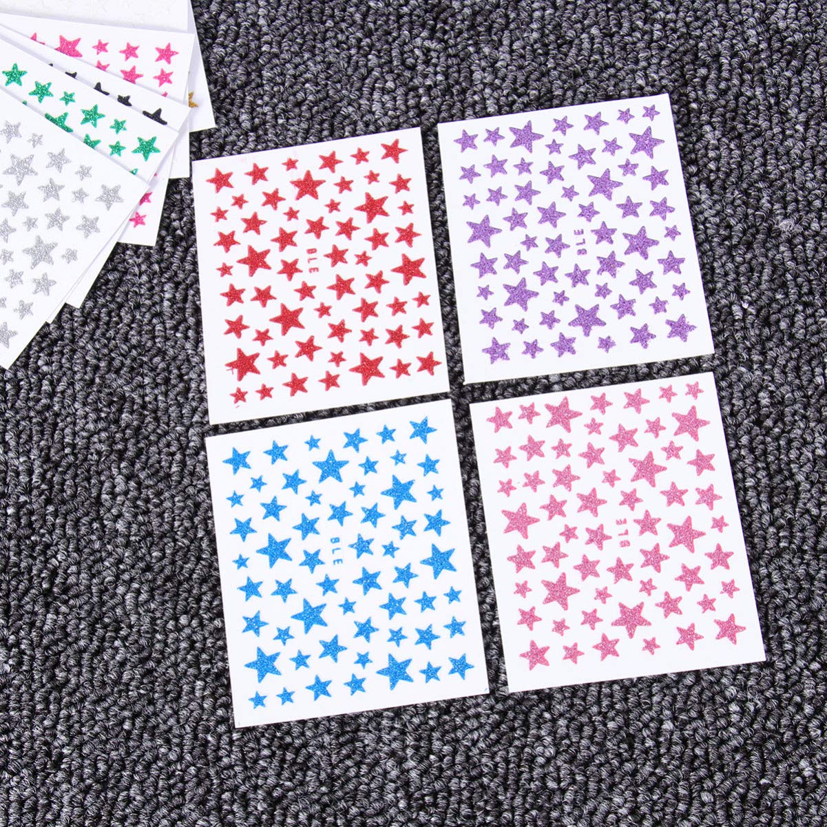 Lurrose 10 Sheet Glitter Star Nail Art Stickers - DIY Self-Adhesive Nail Decals for Women & Girls - Perfect for Parties, Salons & Home Manicures