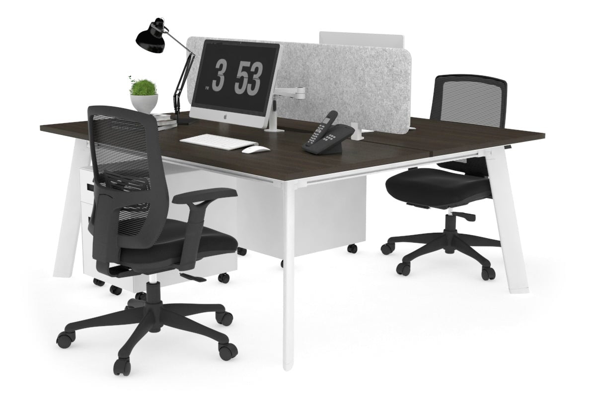 2 Person Workstation with White Frame - 1800L x 800W Switch Desk with Cable Management Scallop for Office & Home Workspace