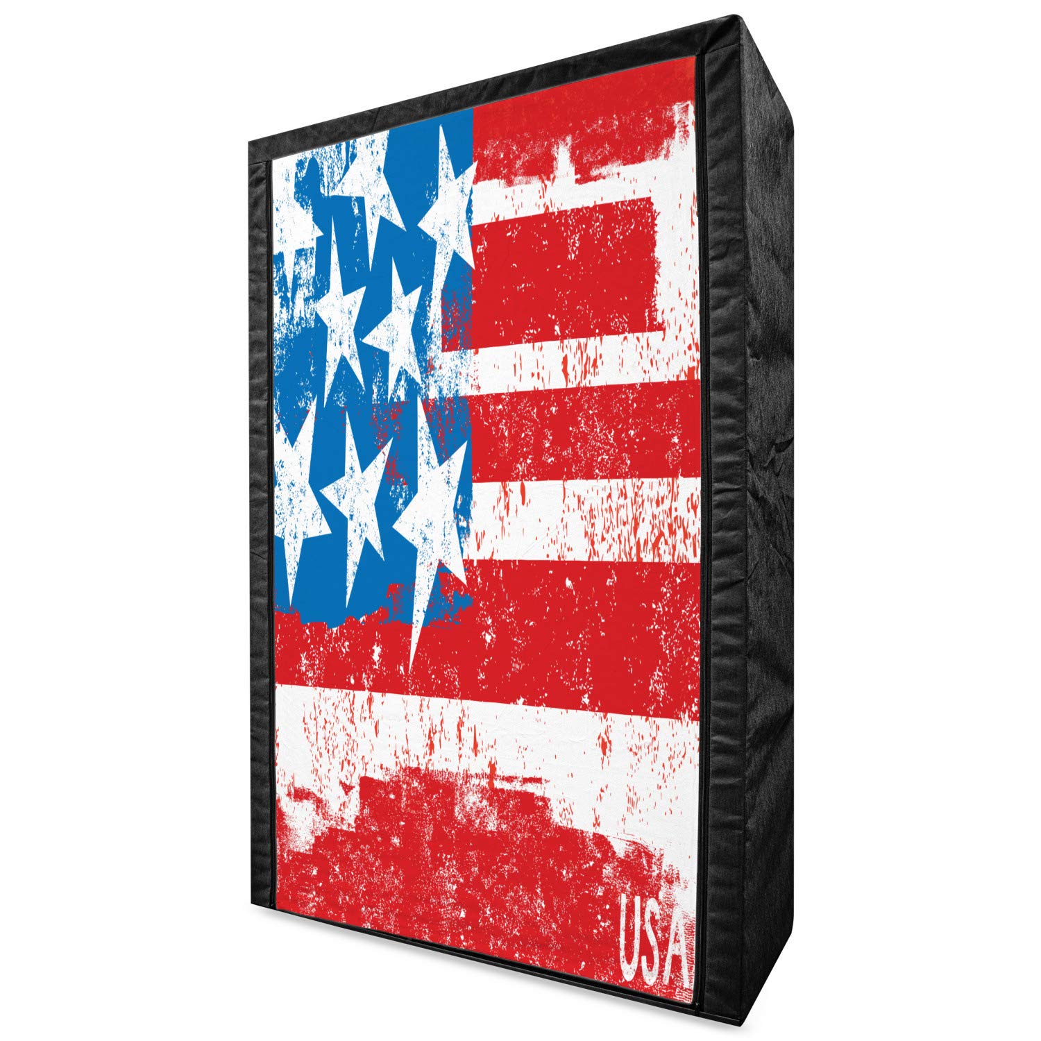 Ambesonne American Flag Portable Fabric Wardrobe - USA Stars Vintage Art Clothing Organizer with Shelves, 42.5