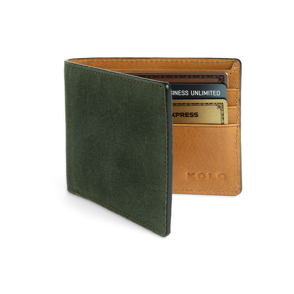 Premium Camden Bi-Fold Waxed Leather Wallet for Men - Slim RFID Blocking Minimalist Design - Perfect for Everyday Carry & Travel