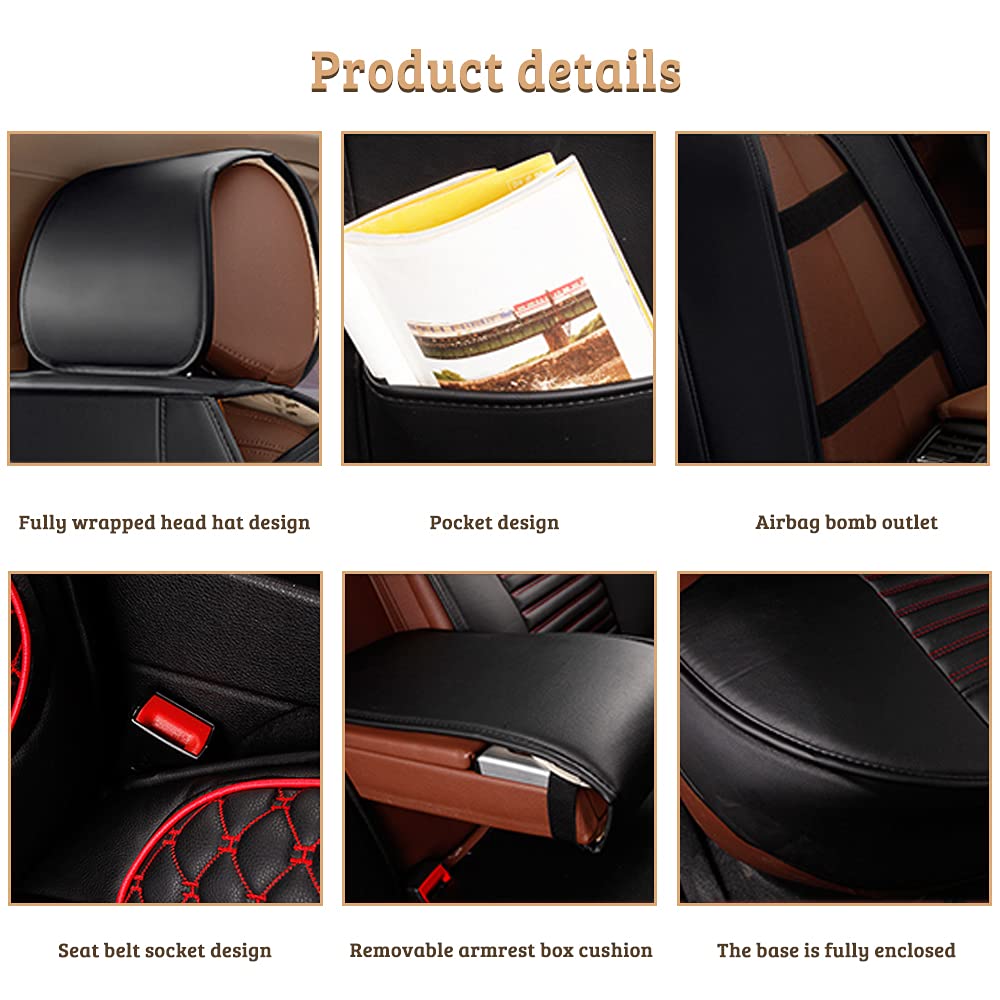 Premium Universal Leather Car Seat Covers Full Set - Luxury Diamond Stitching Design for Cars, SUVs & Trucks | Comfortable & Durable Auto Interior Accessories | Perfect for Road Trips, Commuting & Family Travel (Orange)