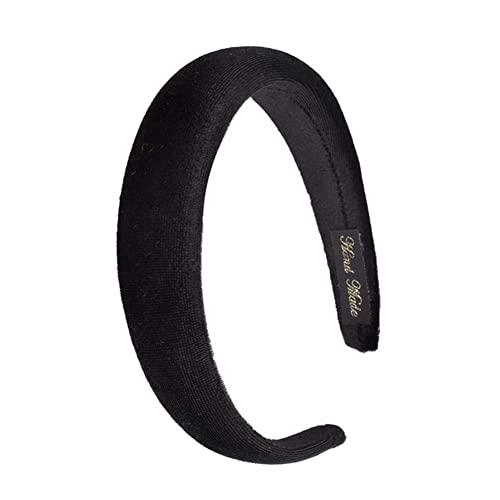 Hanv Velvet Padded Headbands for Women - Soft Puffy Sponge Thick Vintage Wide Headband (Black) | Perfect for Yoga, Workouts, and Everyday Fashion Accessories
