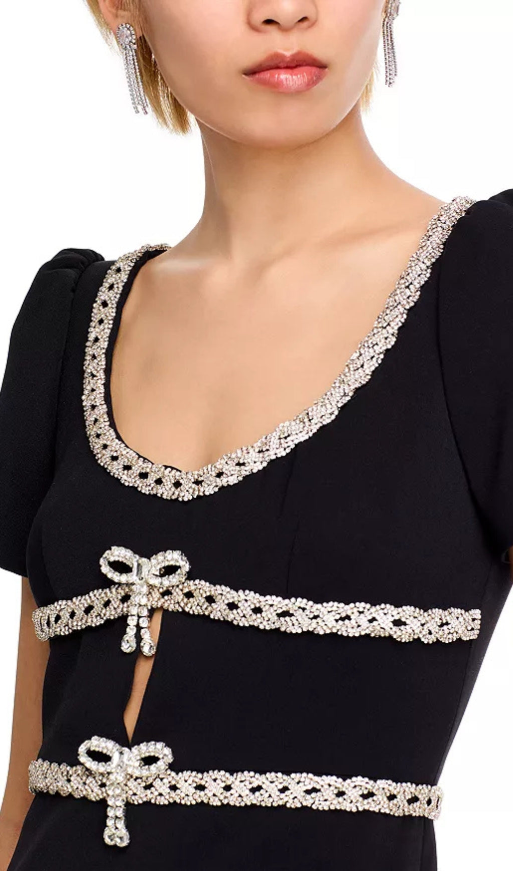 Elegant Crepe Diamante Midi Dress for Women - Perfect for Parties, Weddings & Evening Events