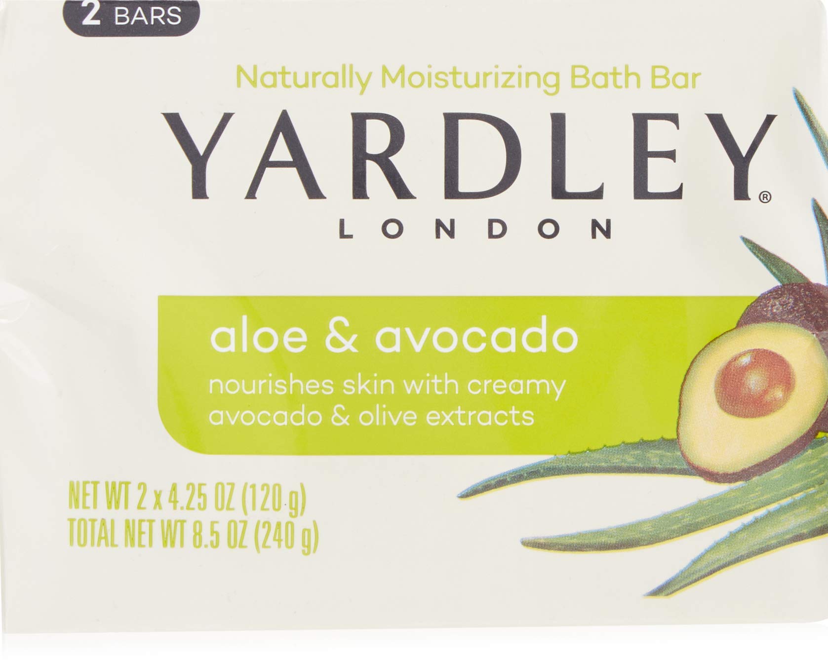 Yardley London Fresh Aloe Two Bar Soap - 4.25 oz (Pack of 2) | Moisturizing & Gentle Cleansing for Sensitive Skin | Perfect for Daily Use, Travel & Gifts