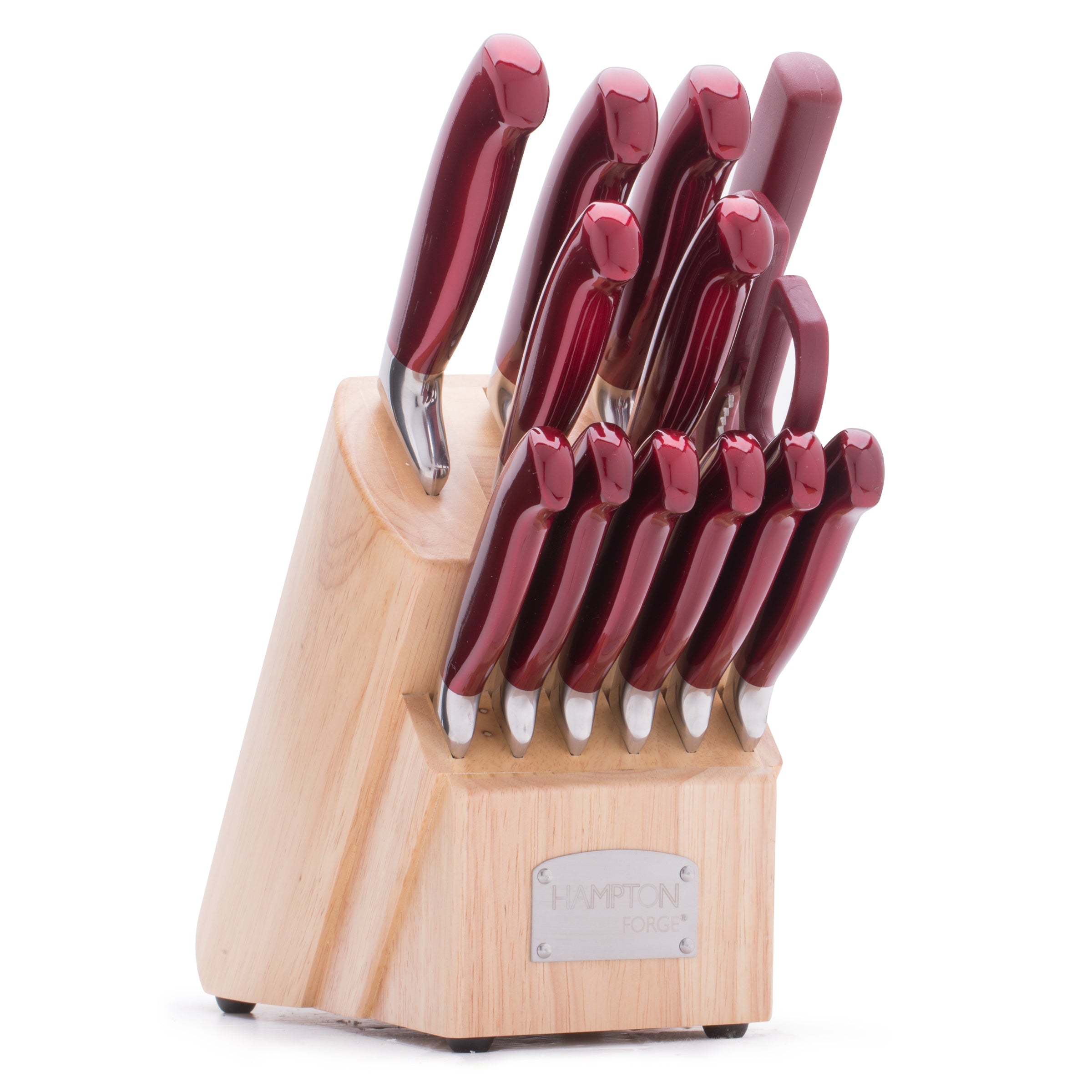Argentum Red 14-Piece Stainless Steel Knife Block Set - Premium Kitchen Cutlery for Slicing, Dicing & Chopping - Perfect for Home Chefs & Cooking Enthusiasts