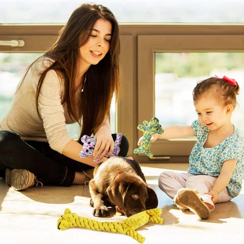 **SunGrow Cotton Rope Chew Toys for Puppies & Ferrets – Durable Teething Teddy Bear, Giraffe & Dog – Handwoven for Small Breeds – Promotes Healthy Teeth & Gums – Multicolor 3-Pack – Perfect for Playtime & Dental Care**