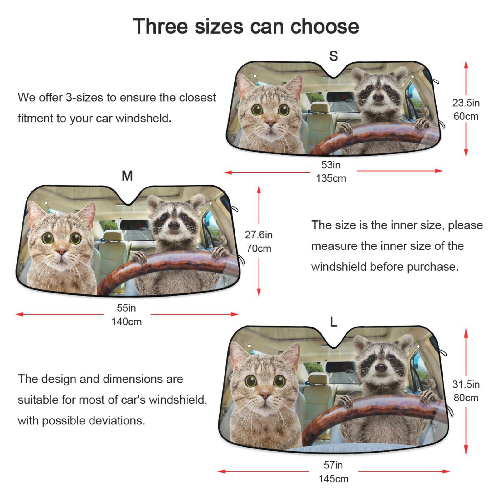Boccsty Funny Raccoon Driving Car Windshield Sun Shade - UV Protection for Cars, Trucks & SUVs | Cute Animal Design Car Window Shades | Universal Fit Sun Visor for Men, Women & Kids | Perfect for Summer Road Trips & Parking Protection