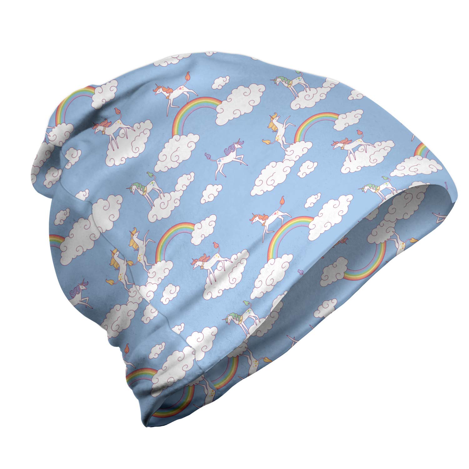 Ambesonne Unisex Beanie with Mythical Creatures Print - Soft Winter Hat for Men & Women - Perfect for Hiking, Camping, and Outdoor Adventures in Cold Weather