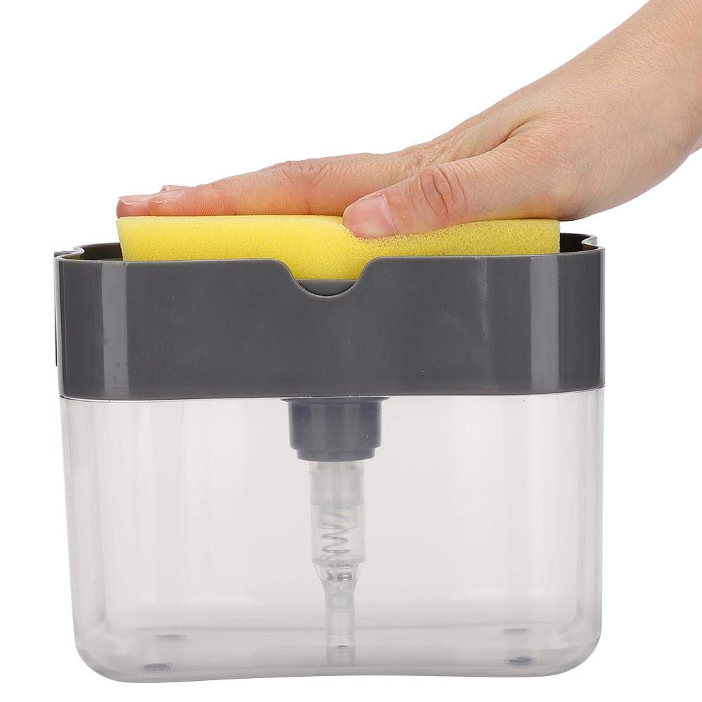 ANGGREK Manual Soap Dispenser Pump - Kitchen Sponge Holder, Durable Plastic Soap Dispenser for Sink Countertop - Perfect for Kitchen, Bathroom, and Office Use