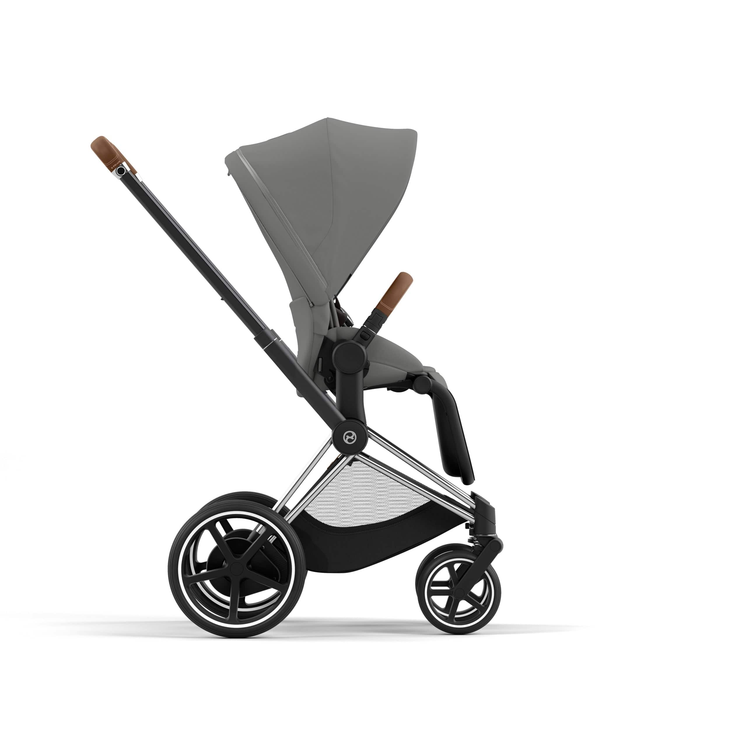 Cybex ePriam 2 Complete Stroller - Lightweight Chrome/Brown Baby Stroller with Adjustable Seat | Perfect for City Walks, Shopping & Travel