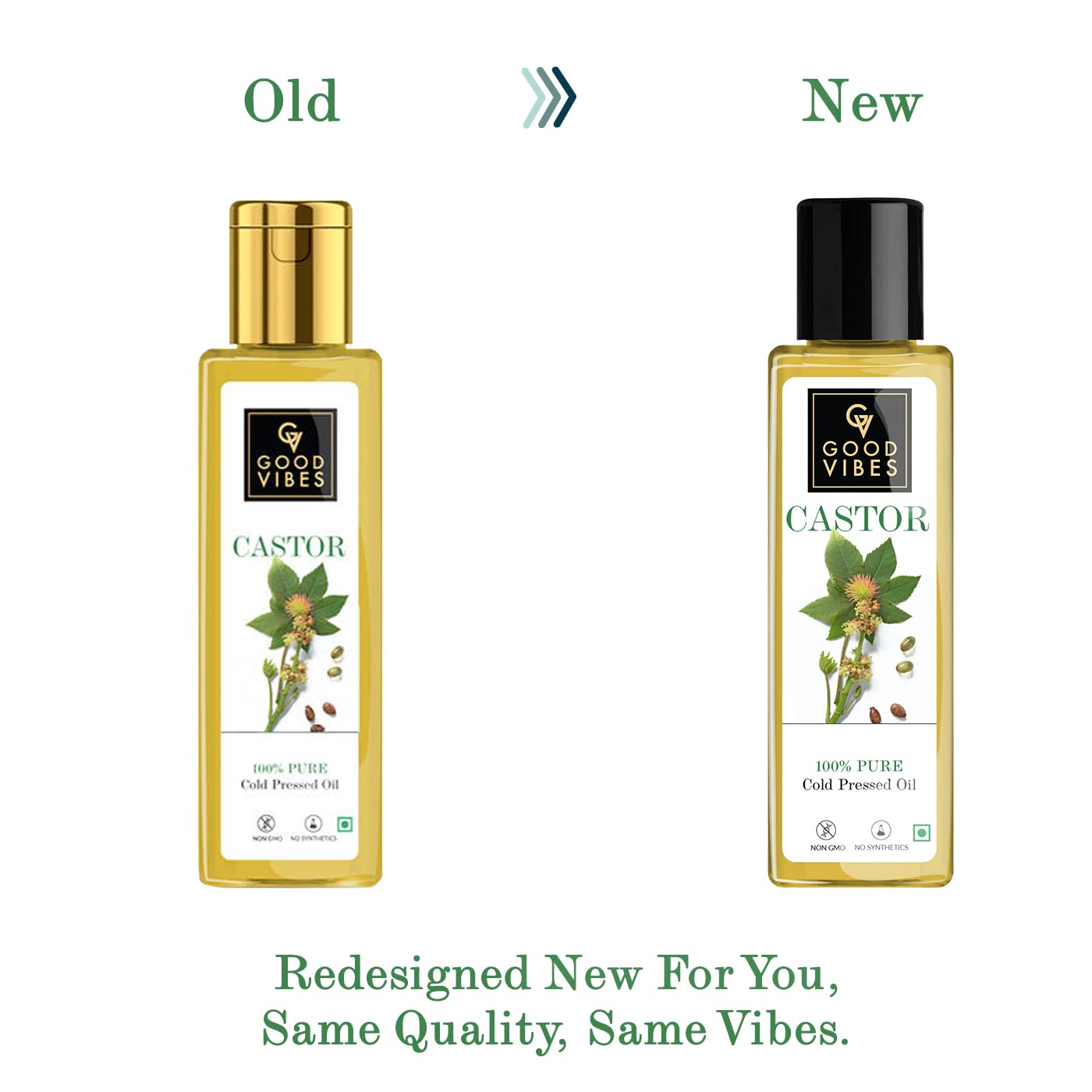 Good Vibes 100% Pure Cold Pressed Castor Oil for Hair Growth & Skin Care - 100ml | Natural Hair Conditioner, Deep Moisturizer for Dry Cracked Skin | Alcohol-Free, Paraben-Free, Sulfate-Free | Perfect for Nighttime Hair Treatments & DIY Beauty Recipes