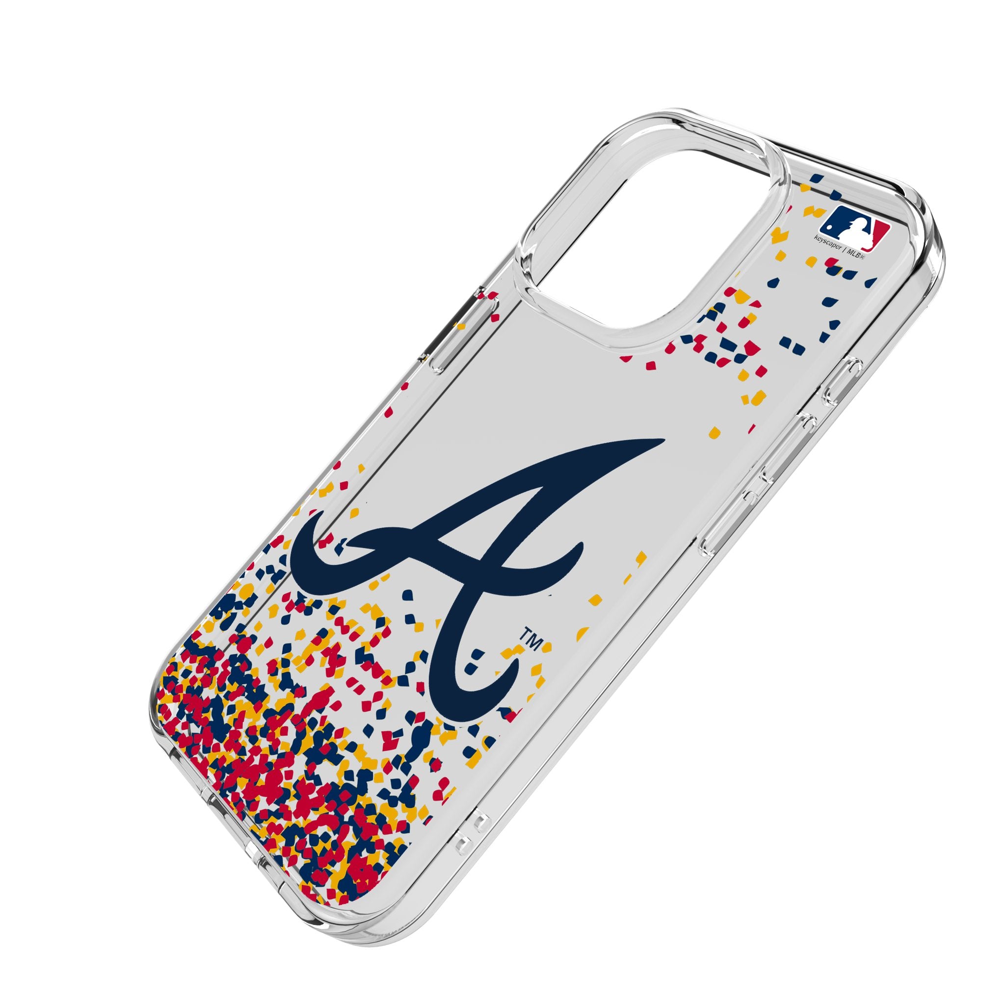 Atlanta Braves Confetti Clear Phone Case for Apple iPhone 14/13/12/11 - Shatterproof Protective Cover with Team Logo - Perfect for Game Day & Everyday Use