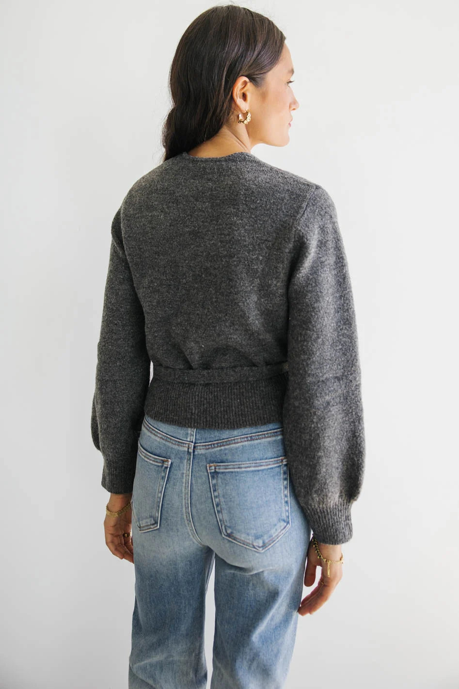 Addie Wrap Cardigan in Charcoal - Soft Knit Open Front Sweater for Women | Perfect for Office, Date Night & Cozy Evenings at Home