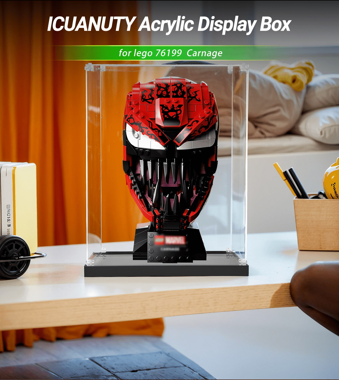 Lego Marvel Carnage 76199 Display Case - Clear Acrylic Showcase for Collectible Minifigures | Perfect for Home Decor, Office Display & Gift Giving