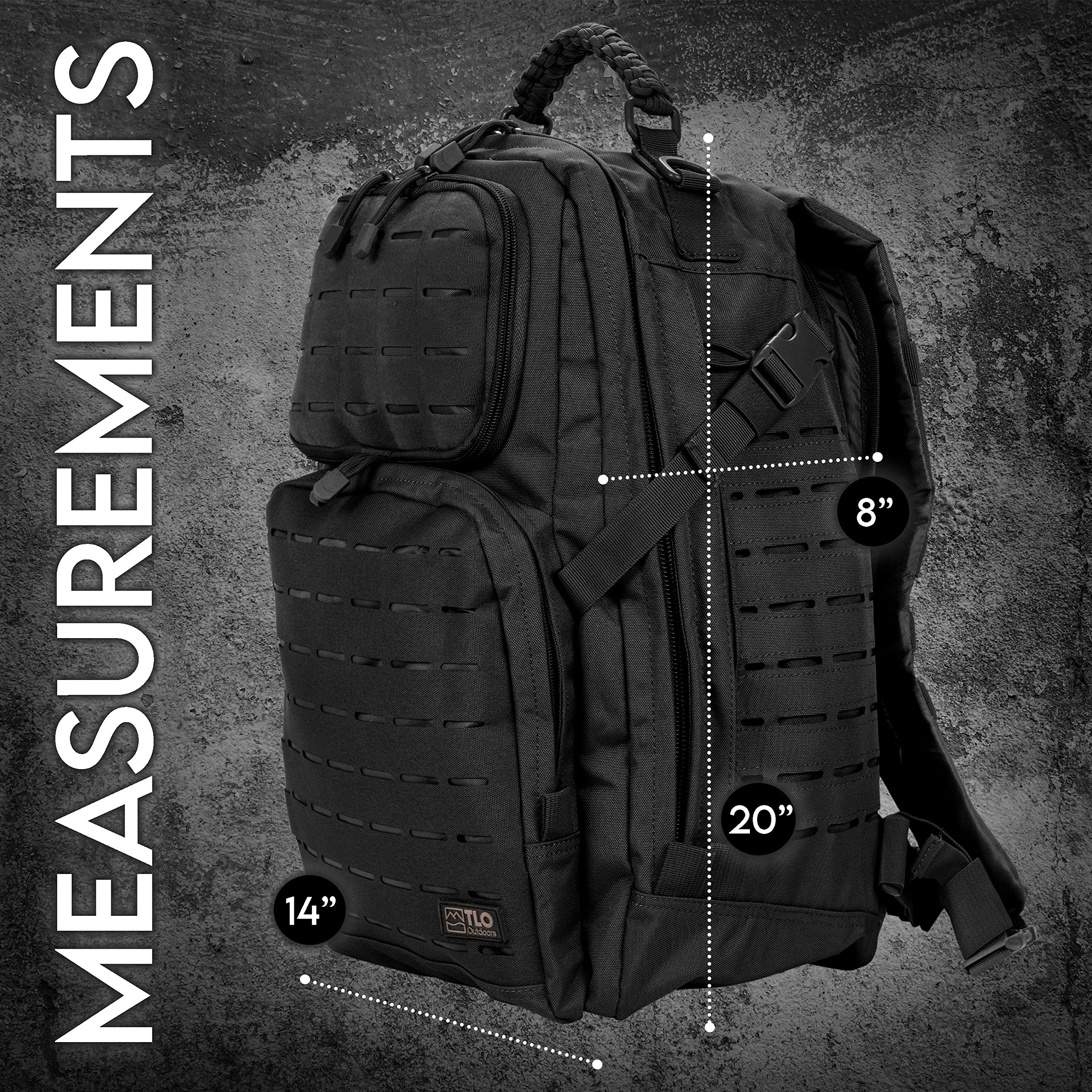 TLO Outdoors TacPack40L 40L Water Resistant Tactical Backpack - Durable Military Daypack for Hiking, Camping & Travel | Fits Laptop & Gear | Perfect for Outdoor Adventures & Daily Commute