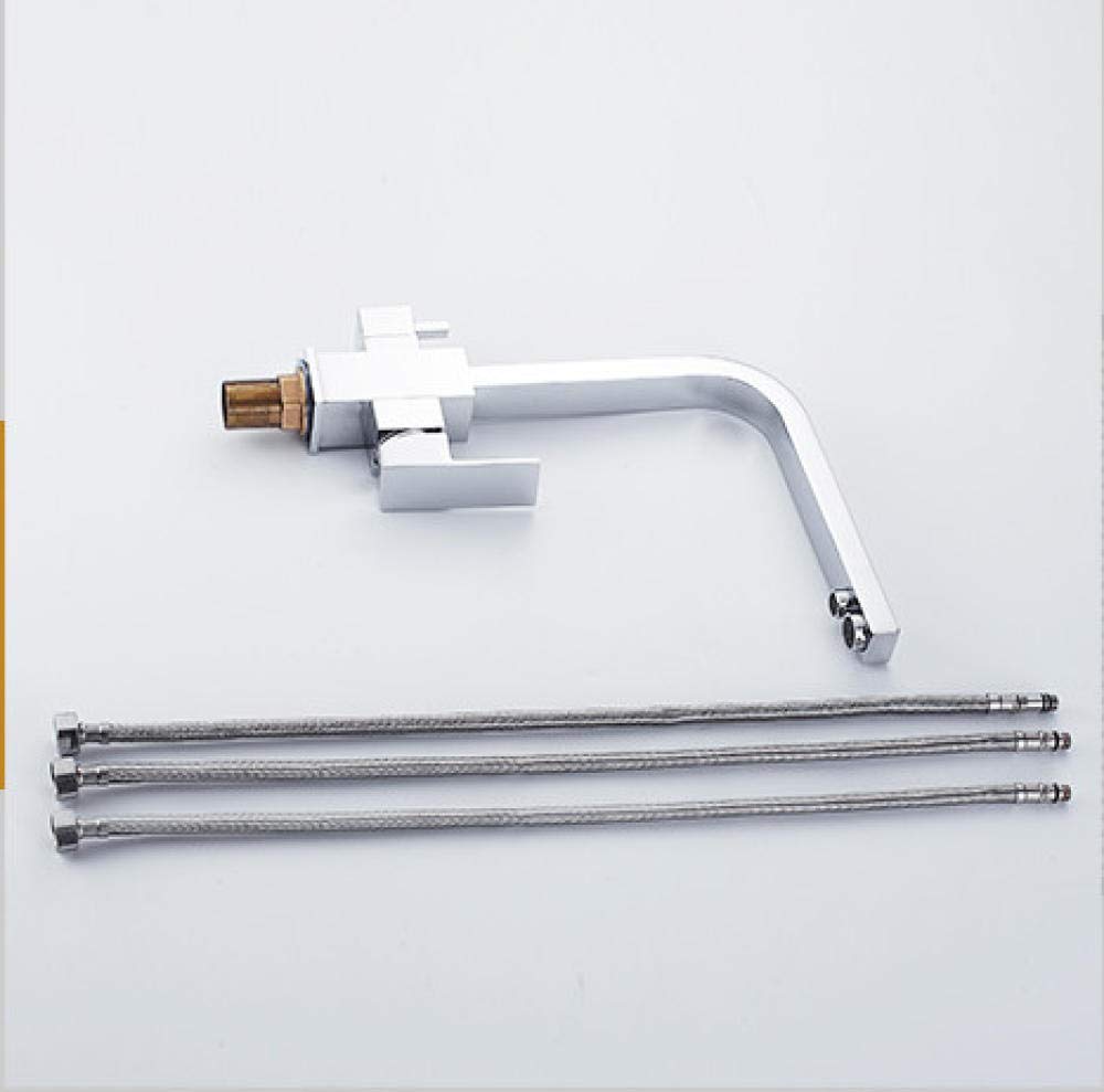 360 Degree Rotating Brass Kitchen Faucet with Water Purification - Square Modern Mixer Tap for Sink - Perfect for Home Renovation & Water-Saving Kitchen Upgrade