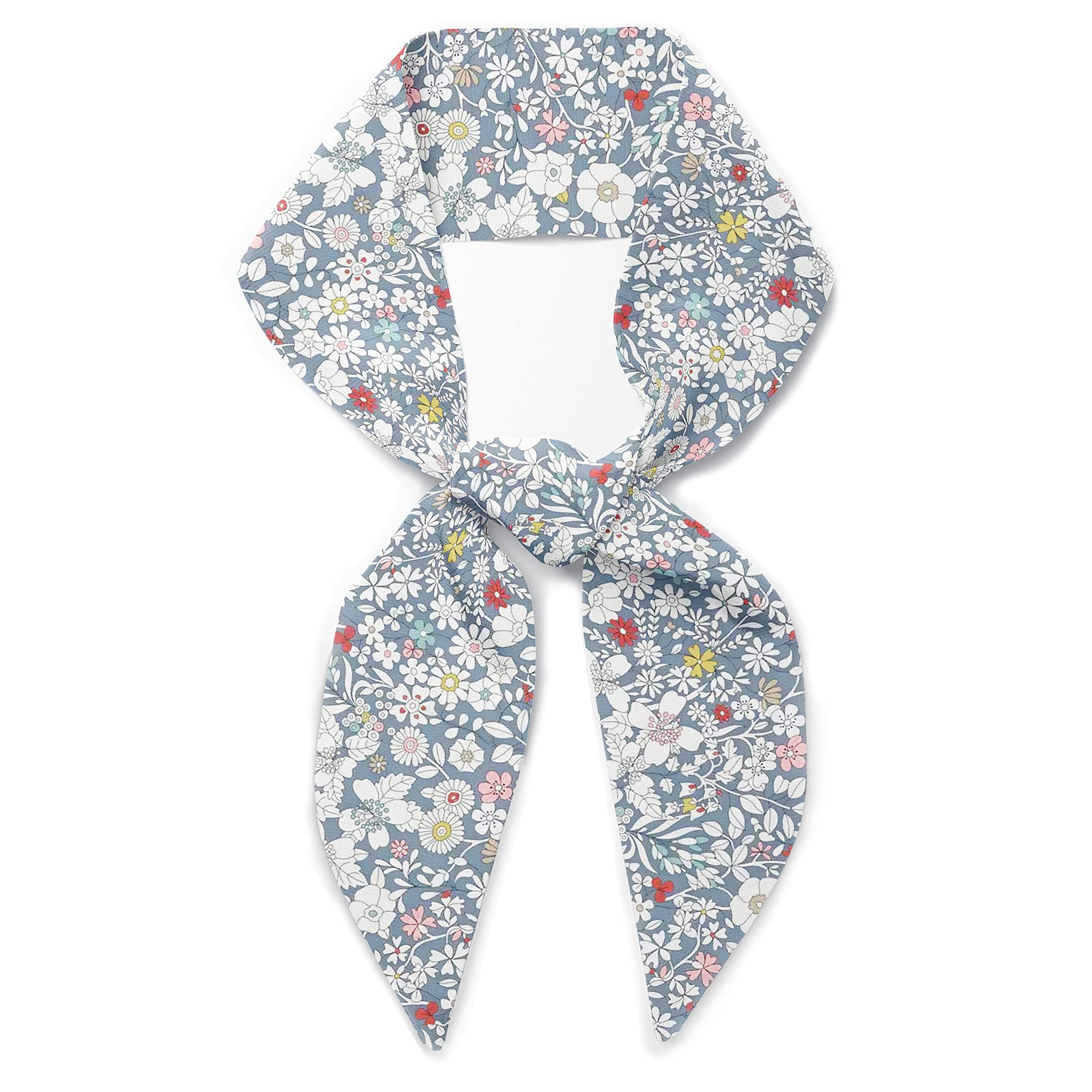 Liberty London Scarf - June's Meadow Grey Floral Skinny Scarf in Silky Tana Lawn Cotton - Adjustable Length for Neckwear, Headband or Handbag Accessory - Perfect for Office, Travel and Special Occasions