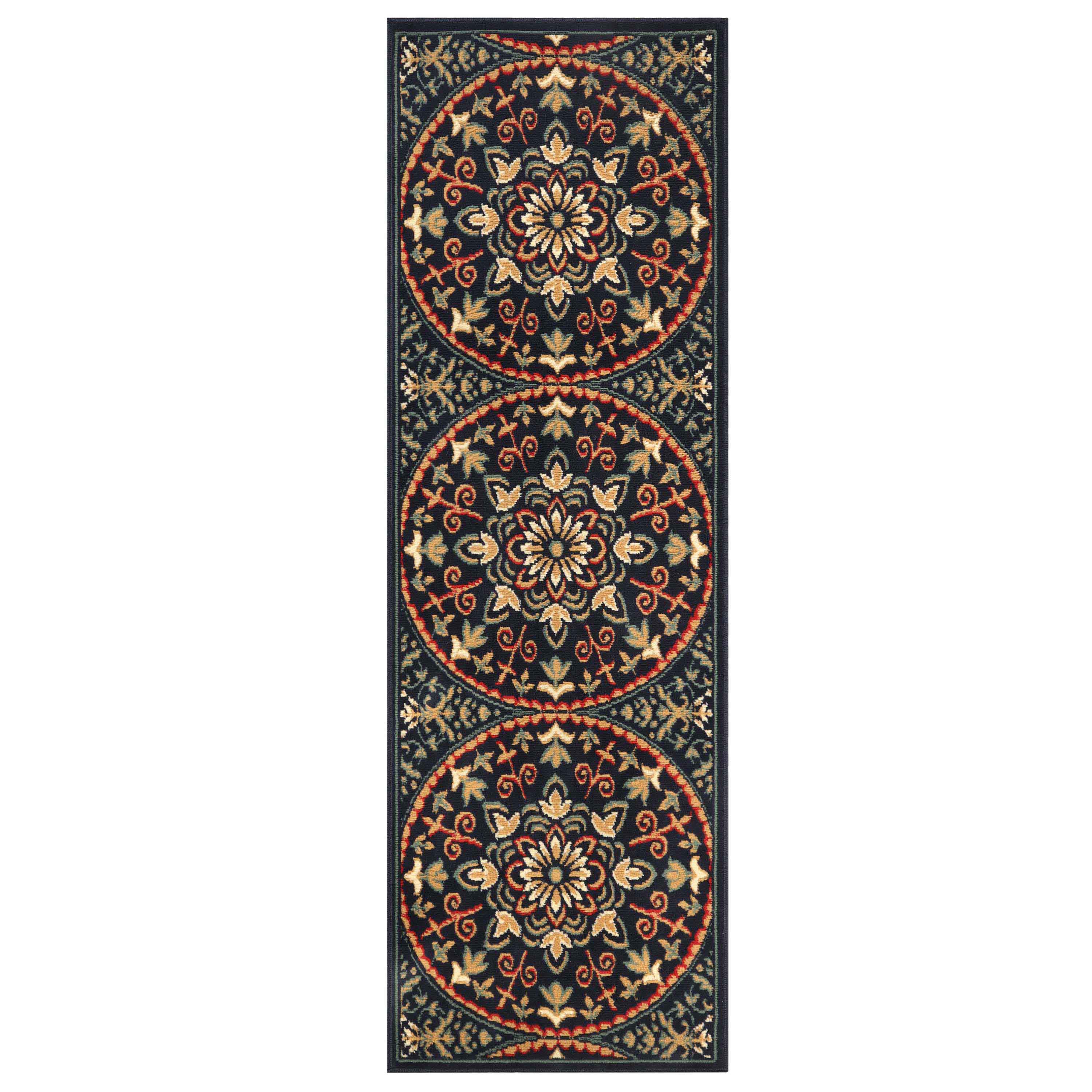 Elegant Medallion Traditional Indoor Area Rug - Non-Slip Persian Style Carpet for Living Room, Bedroom, Dining Room Decor