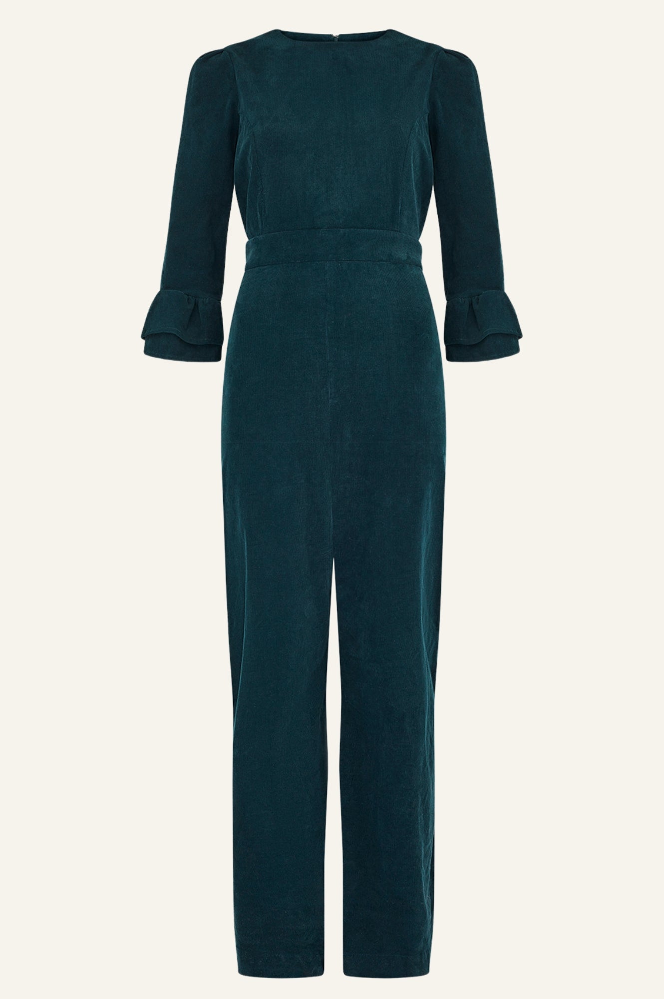 Victoria Women's 3/4 Sleeve Stretch Corduroy Jumpsuit in Bottle Green | Comfortable Casual Romper for Fall & Winter | Perfect for Office, Date Night and Weekend Outings