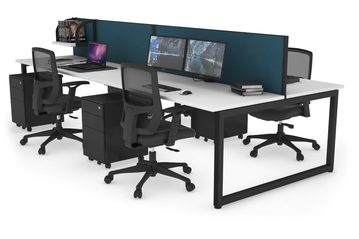 Quadro Loop Legs 4 Person Office Workstation Desk - 1800L x 700W - Modern Collaborative Workspace Solution for Team Projects & Office Meetings