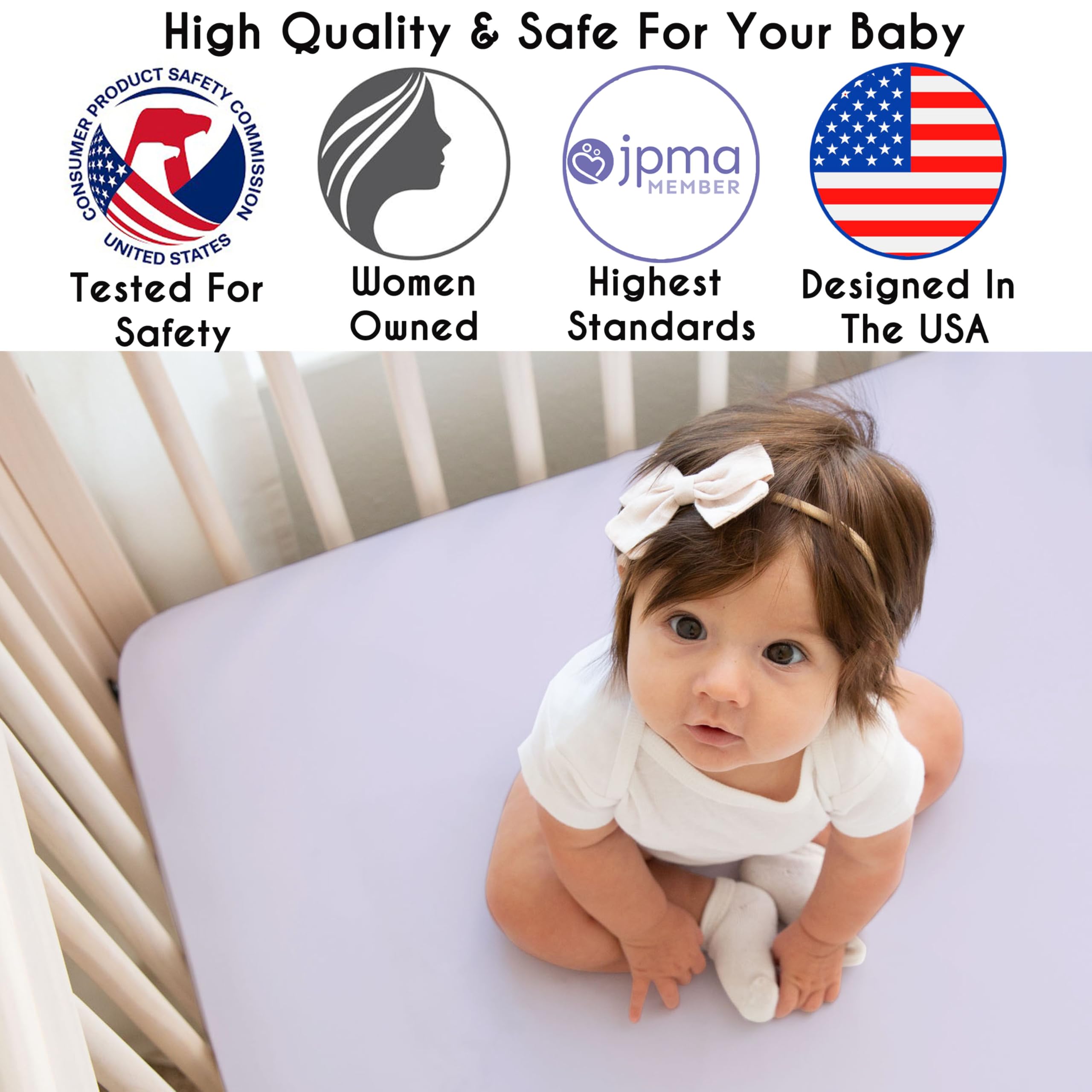 Sweet Jojo Designs 4-Piece Baby Crib Bedding Set - Purple Lavender Floral Rose Pattern for Girls Nursery, Includes Blanket, Fitted Sheet, Skirt & Diaper Stacker | Elegant Princess Luxury Crib Set with Ruffle Roses | Perfect for Newborns, Baby Showers & Nursery Decor