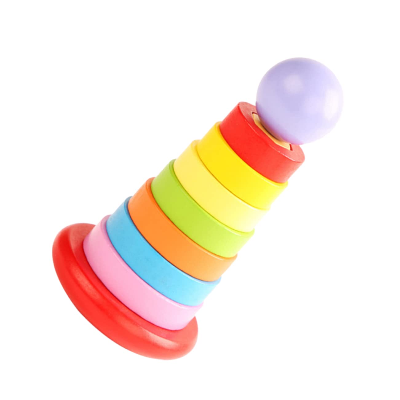 Colorful Wooden Rainbow Stacking Tower Toy - Educational Learning Blocks for Toddlers & Kids - Safe & Non-Toxic Baby Toy for Fine Motor Skills Development - Perfect for Montessori Play, Preschool Learning, and Sensory Exploration