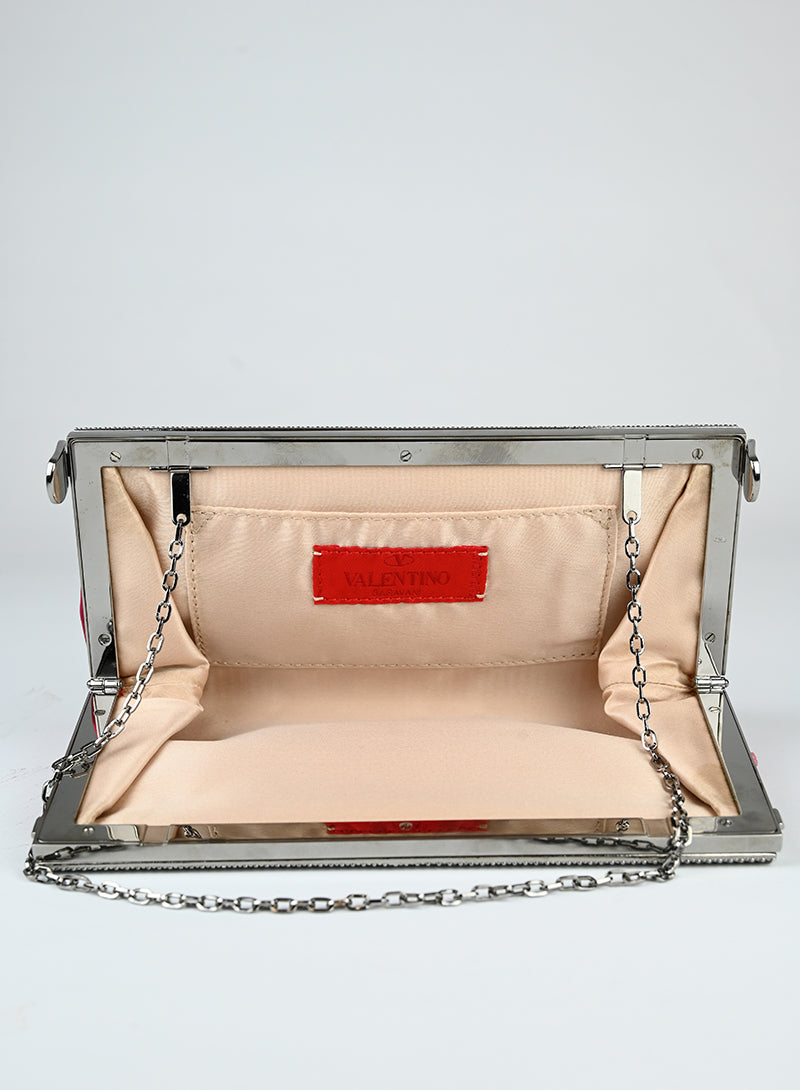 Valentino Petal Rose Clutch Bag for Women - Elegant Evening Clutch with Floral Design, Perfect for Parties, Weddings & Special Occasions