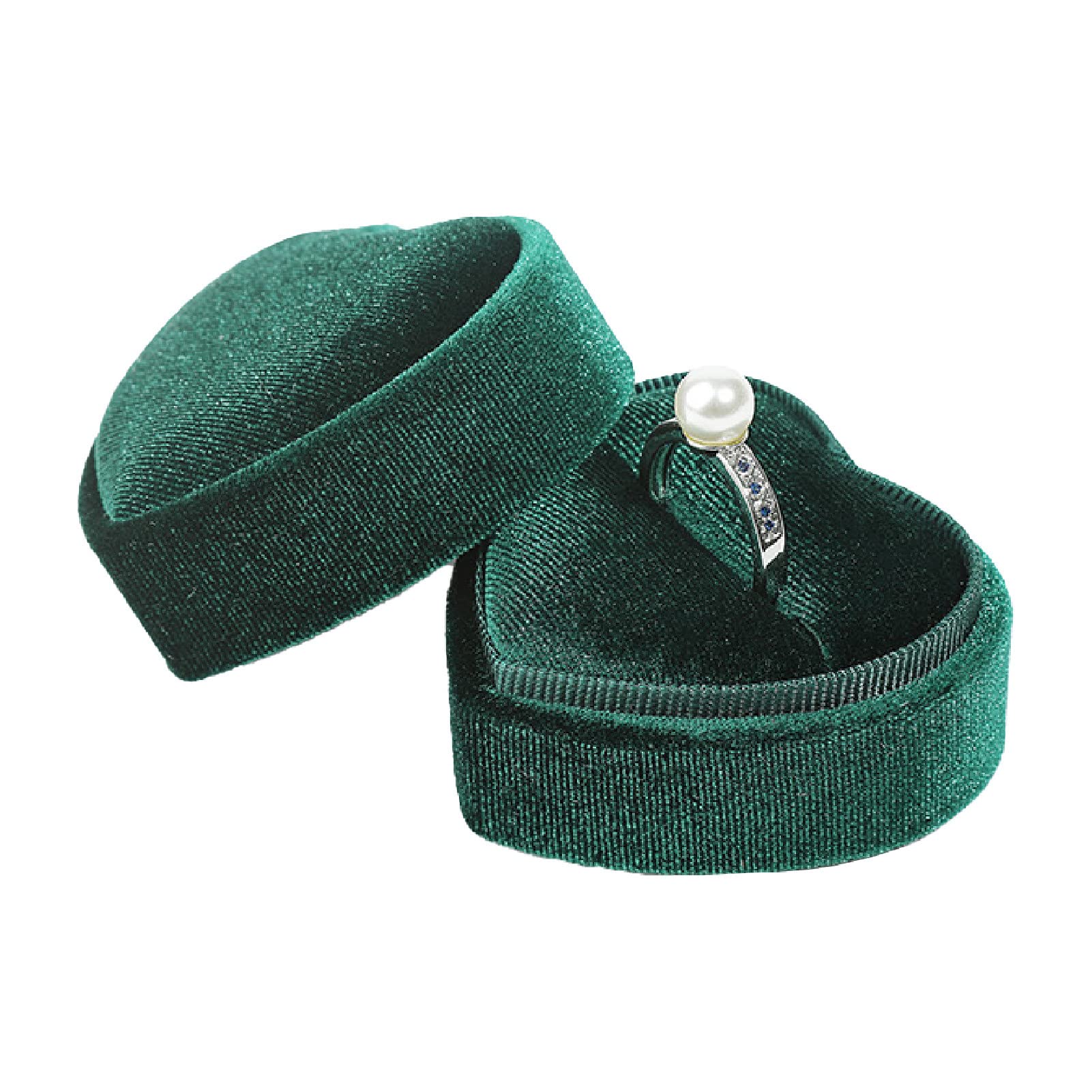 Heart-Shaped Ring Holder with Satin Cloth Edges & Corduroy - Space-Saving Solid Color Jewelry Box for Home Organization | Perfect for Wedding Rings, Engagement Rings & Jewelry Storage
