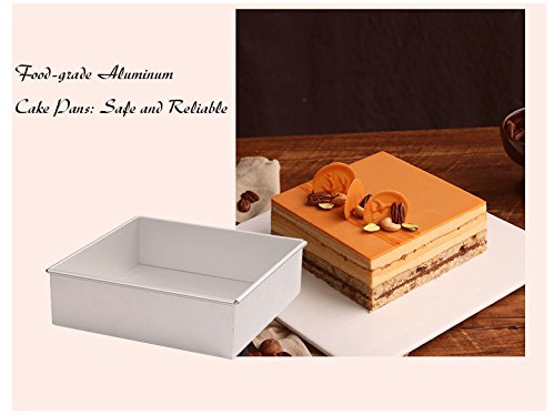 Non-Stick 6 Inch Square Baking Pan with Removable Bottom - Oven Safe Loaf Pan, Cake Tin for Baking Bread, Brownies & Desserts - Perfect for Home Baking, Parties & Gifts (Silver)