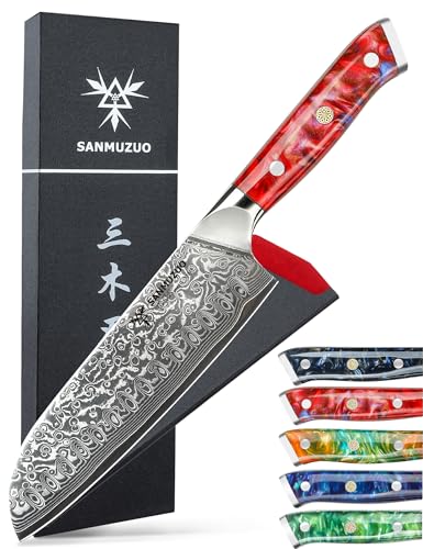 Sunset Red Santoku Knife