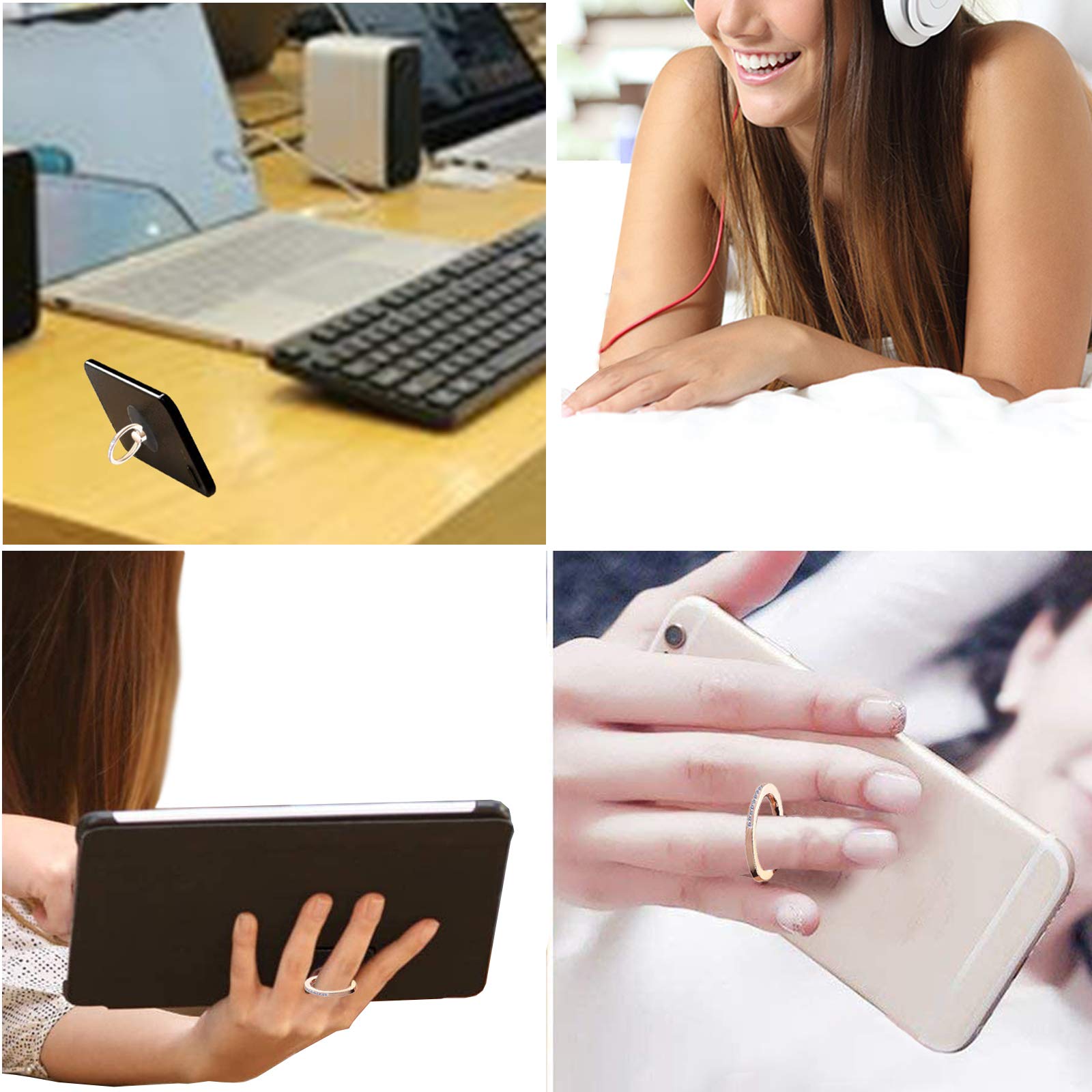 Clear Transparent Phone Ring Holder for Apple iPhone & Samsung Galaxy - Finger Grip Stand for Smartphones & Tablets (Crystal Heart Gold) | Perfect for Hands-Free Viewing, Secure Grip & Easy Carrying