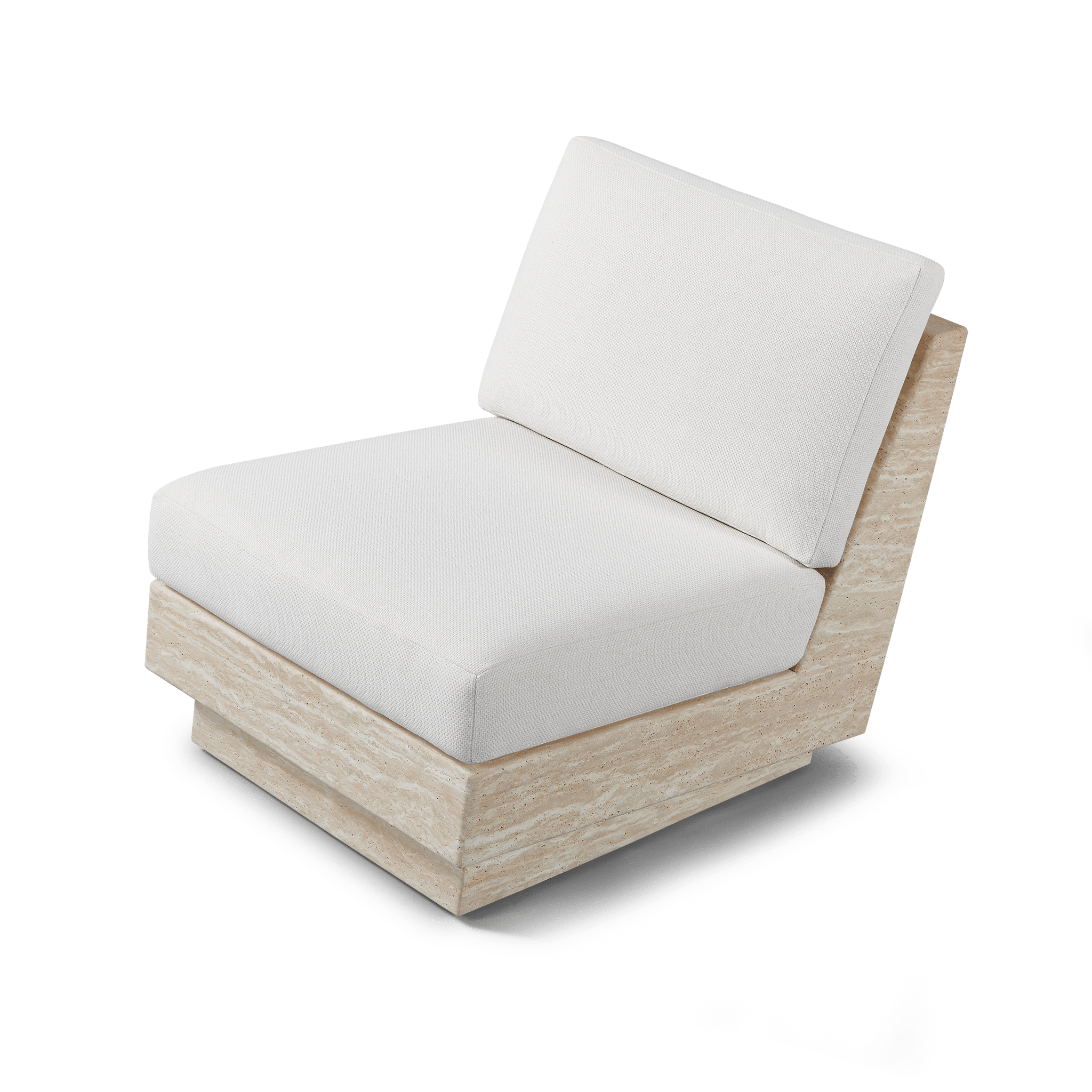Tulum Travertine Armless Lounge Chair - Modern Outdoor Patio Furniture for Poolside, Garden, and Relaxation