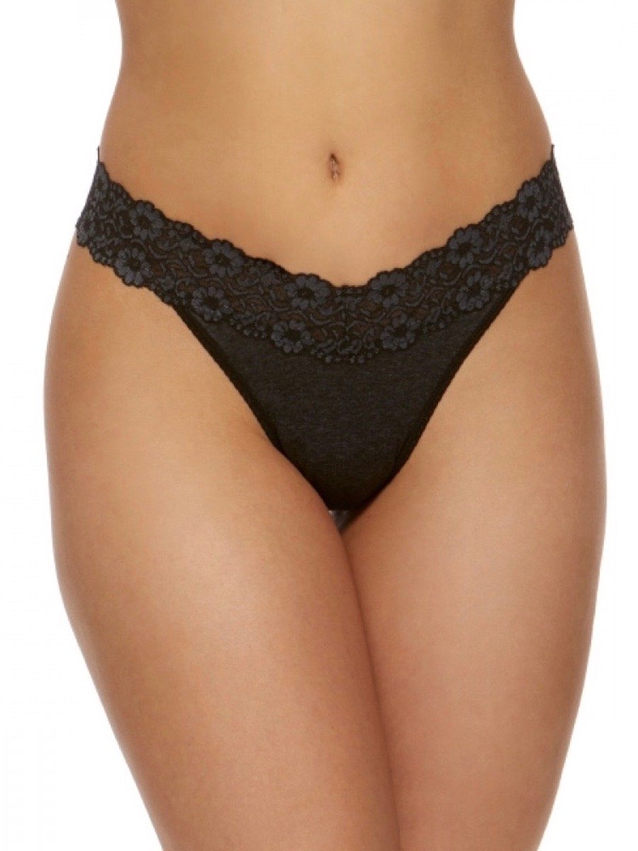 Hanky Panky Heather Jersey Rise Thong - Ultra Soft Stretch Cotton Underwear for Women | Perfect for Everyday Wear, Yoga & Lounge