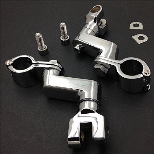 Motorcycle Chrome Longhorn Footpeg Mounts Clamp - Compatible with BSA, Norton, Triumph Bobber, Chopper, Cafe Racer, ATV, UTV & Scooter - Durable Riding Accessory for Custom Bike Builds & Off-Road Adventures