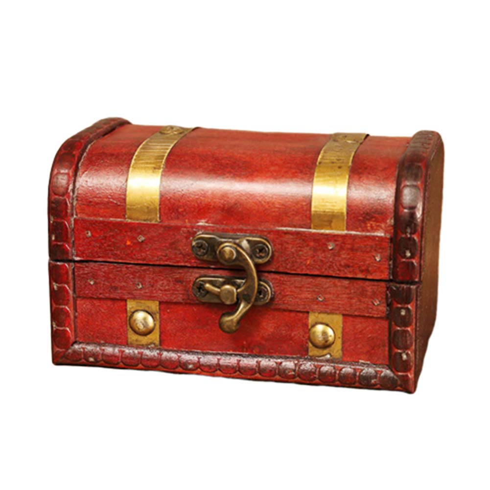 Vintage Wood Jewelry Box - Handcrafted Jewelry Storage Organizer with Lock, Antique Treasure Chest Makeup Case for Women | Perfect for Home Decor, Gift Giving & Travel Accessories