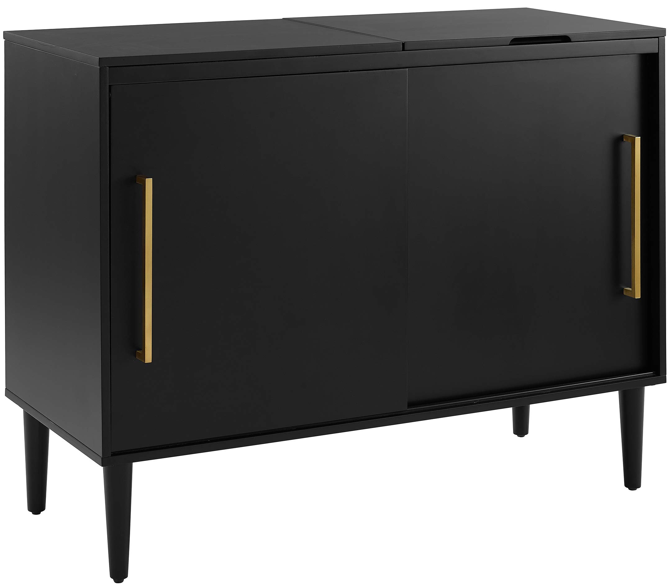 Crosley Everett Media Console & Vinyl Record Player Stand with Storage - Matte Black | Perfect for Living Room, Home Theater & Vinyl Record Collection Display