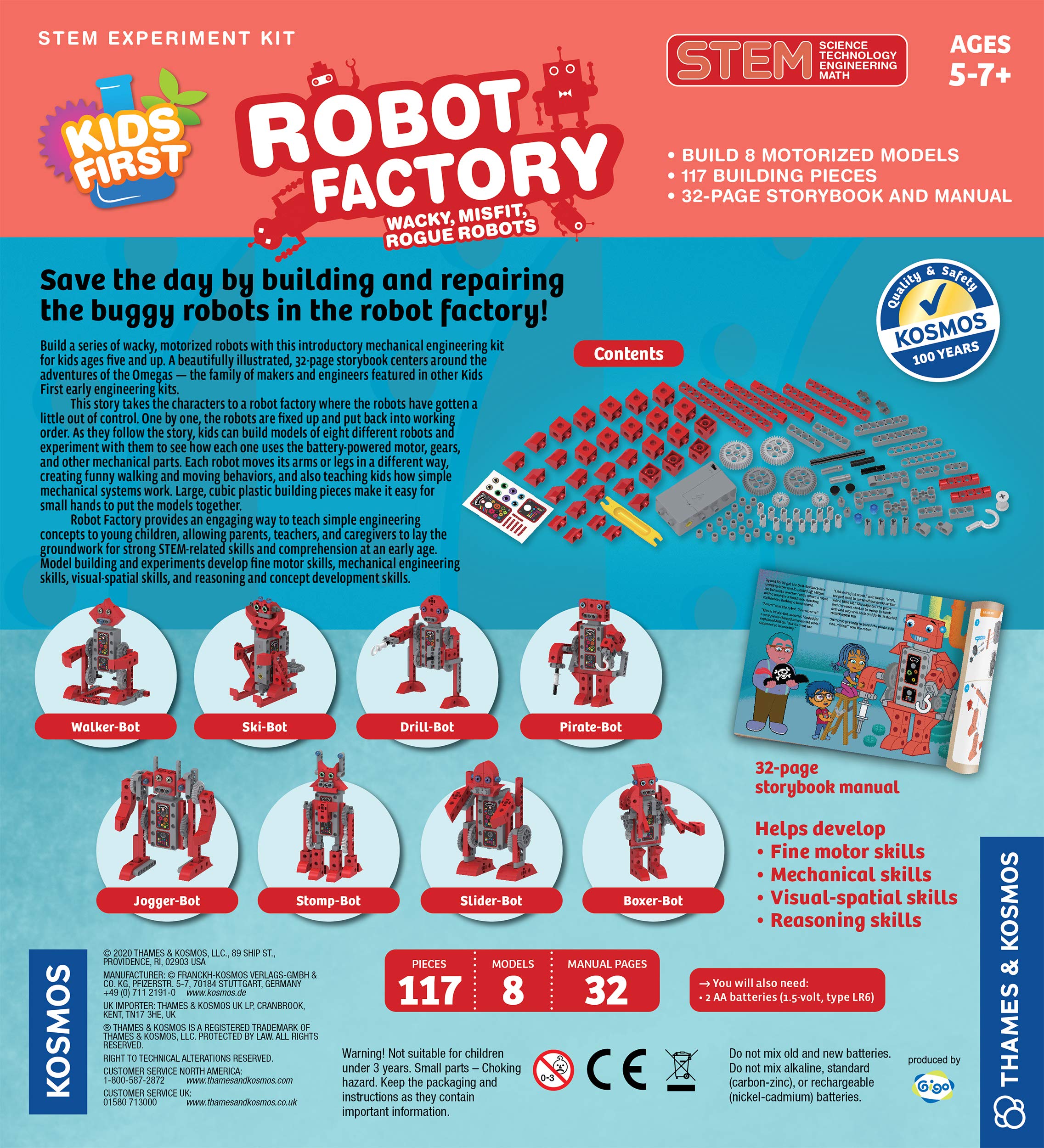 Thames & Kosmos Kids First Robot Factory STEM Kit - Build 8 Motorized Wacky Robots | Hands-on Engineering Experiment for Young Scientists | Educational Toy with Storybook Manual | Perfect for Classroom & Home Learning Activities