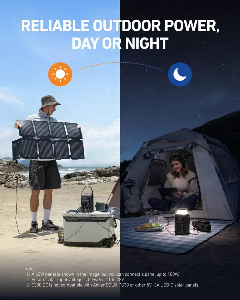 Anker SOLIX C300X 288Wh Portable Power Station - 300W Output, Solar Generator for Camping, RV, Emergencies & Outdoor Adventures