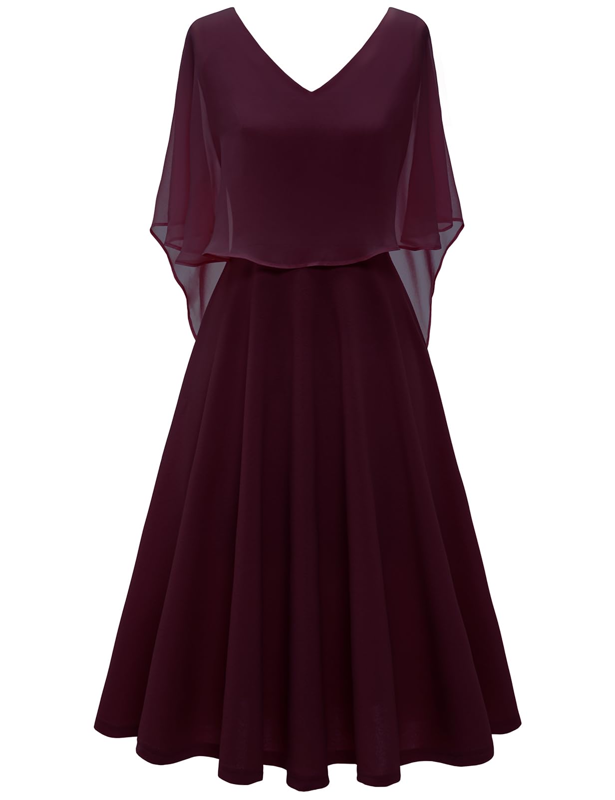 Elegant Women's Sleeveless Chiffon Cape Cocktail Dress for Wedding Guest, Formal Party & Special Occasions