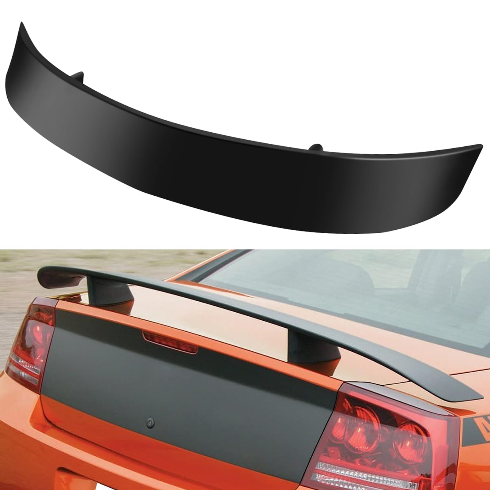 Black ABS Rear Spoiler Wing for 2006-2010 Dodge Charger - Stylish Trunk Lip Spoiler - Enhances Aerodynamics & Sporty Look for Street Racing & Car Shows