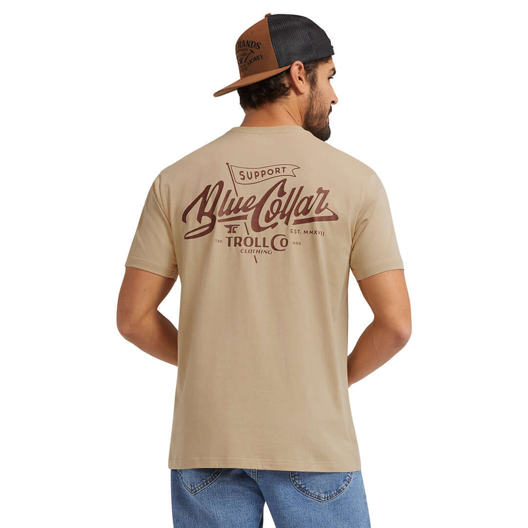 Men's SBC Banner Graphic T-Shirt in Tan - Casual Cotton Tee for Everyday Wear, Street Style & Outings
