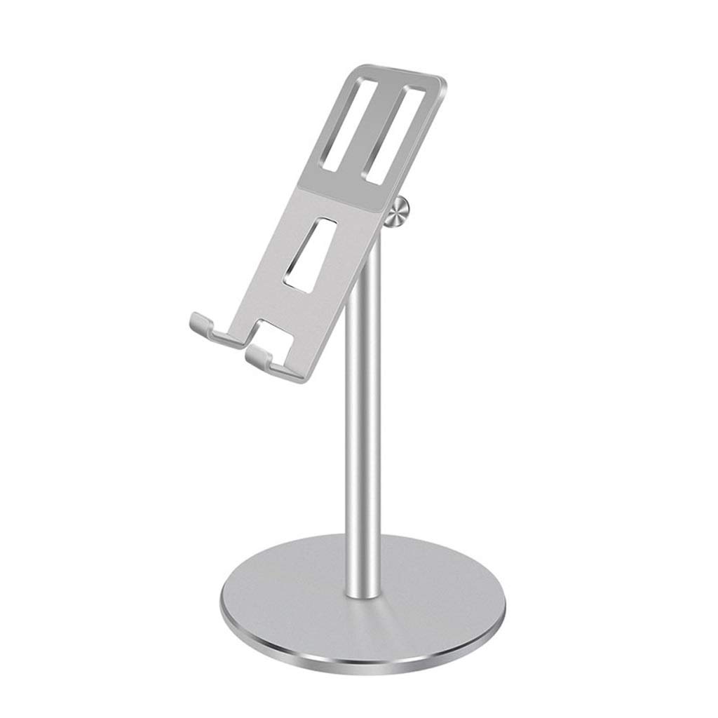 Adjustable Aluminum Alloy Tablet & Phone Stand - Silver Desktop Holder for iPad, iPhone, Samsung - Perfect for Office, Home, Kitchen & Video Calls