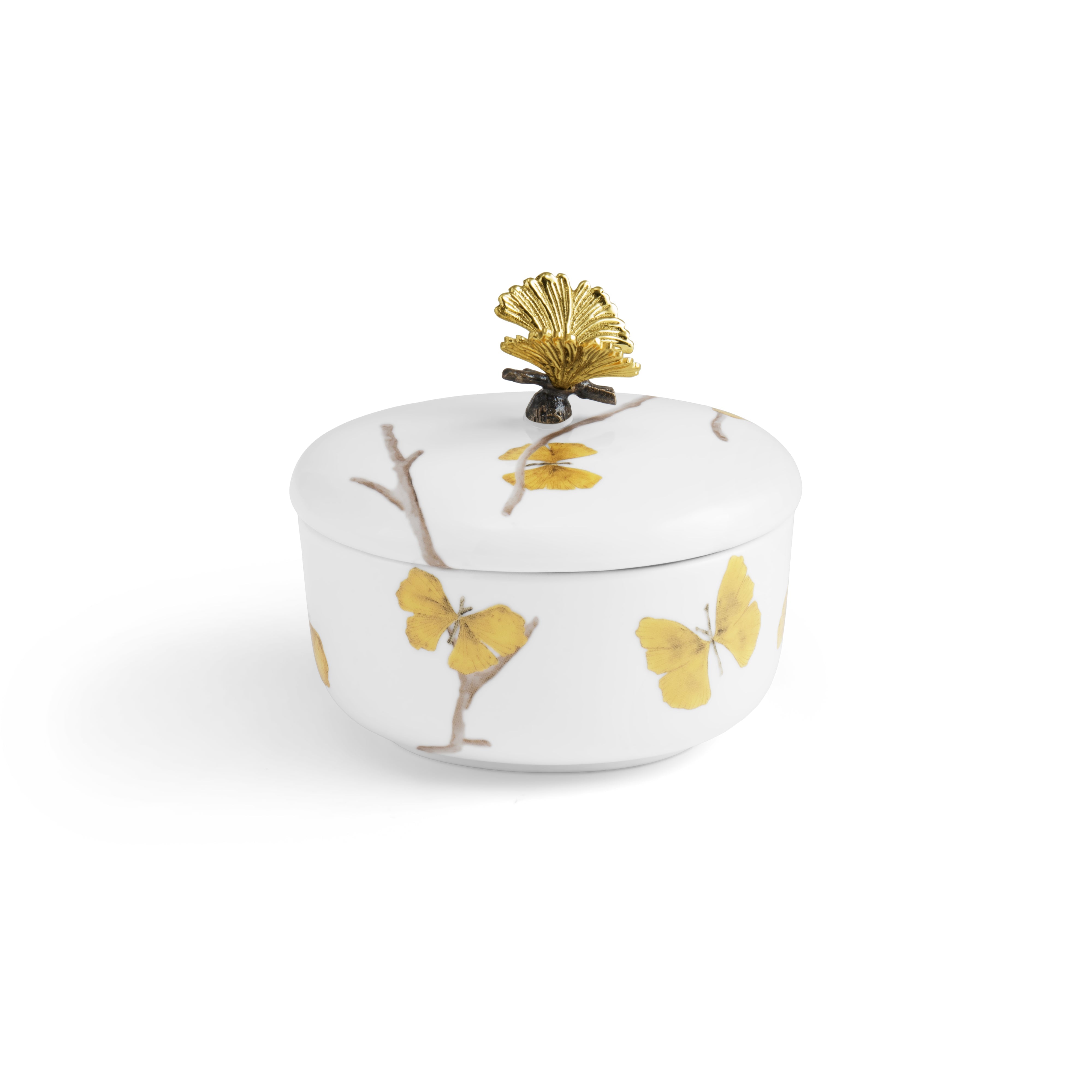Butterfly Ginkgo Porcelain Bathroom Set - Elegant Soap Dish, Toothbrush Holder & Tumbler for Spa-Like Luxury at Home