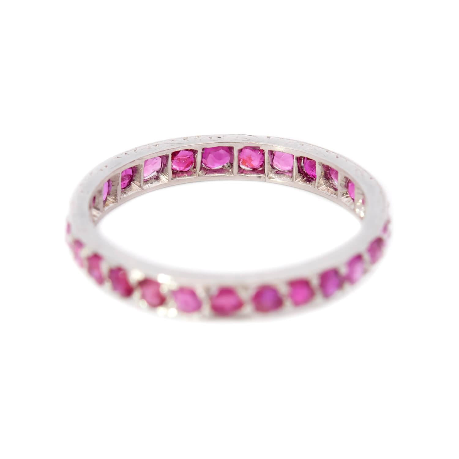 Edwardian Platinum Ruby Eternity Band - Vintage Wedding Ring for Women, Antique Engagement Ring, Anniversary Gift | Perfect for Bridal Jewelry, Romantic Proposals & Special Occasions