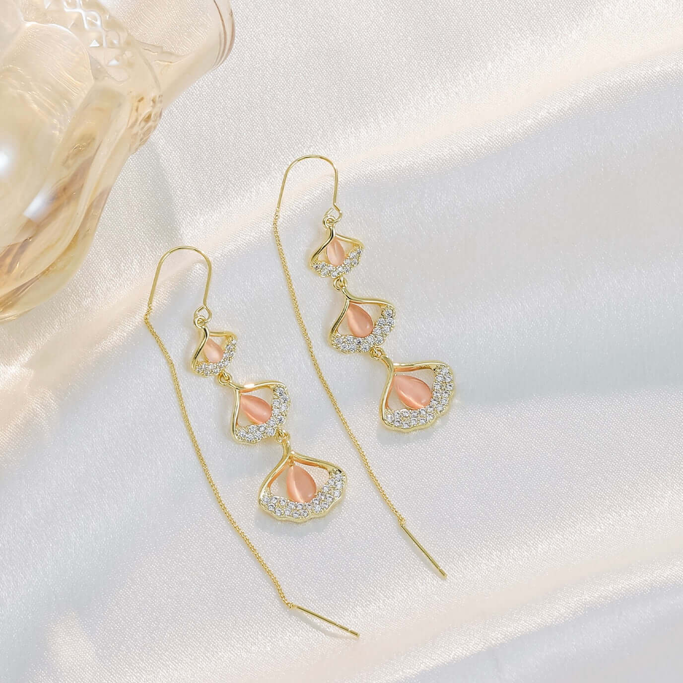 925 Sterling Silver Three Ginkgo Leaf Threader Earrings for Women - Delicate Dangle Leaf Earrings for Everyday Wear, Gift Giving & Special Occasions | A8075