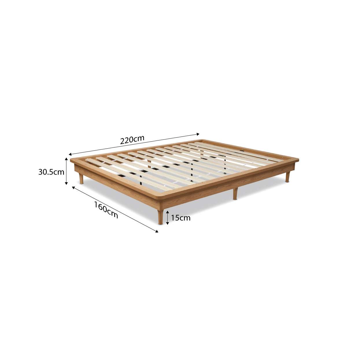 Queen Size Bed Frame - Natural Wood Platform Bed Base with Sturdy Slat Support for Bedroom, Guest Room, or Dorm
