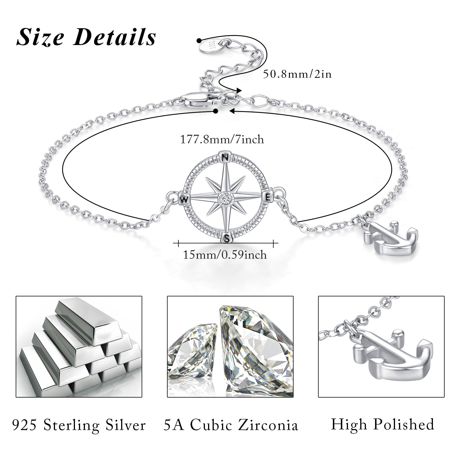 Celtic Anchor Dolphin Compass Crab S925 Sterling Silver Bracelet for Women - Elegant Jewelry Gift for Her, Perfect for Everyday Wear, Parties & Special Occasions
