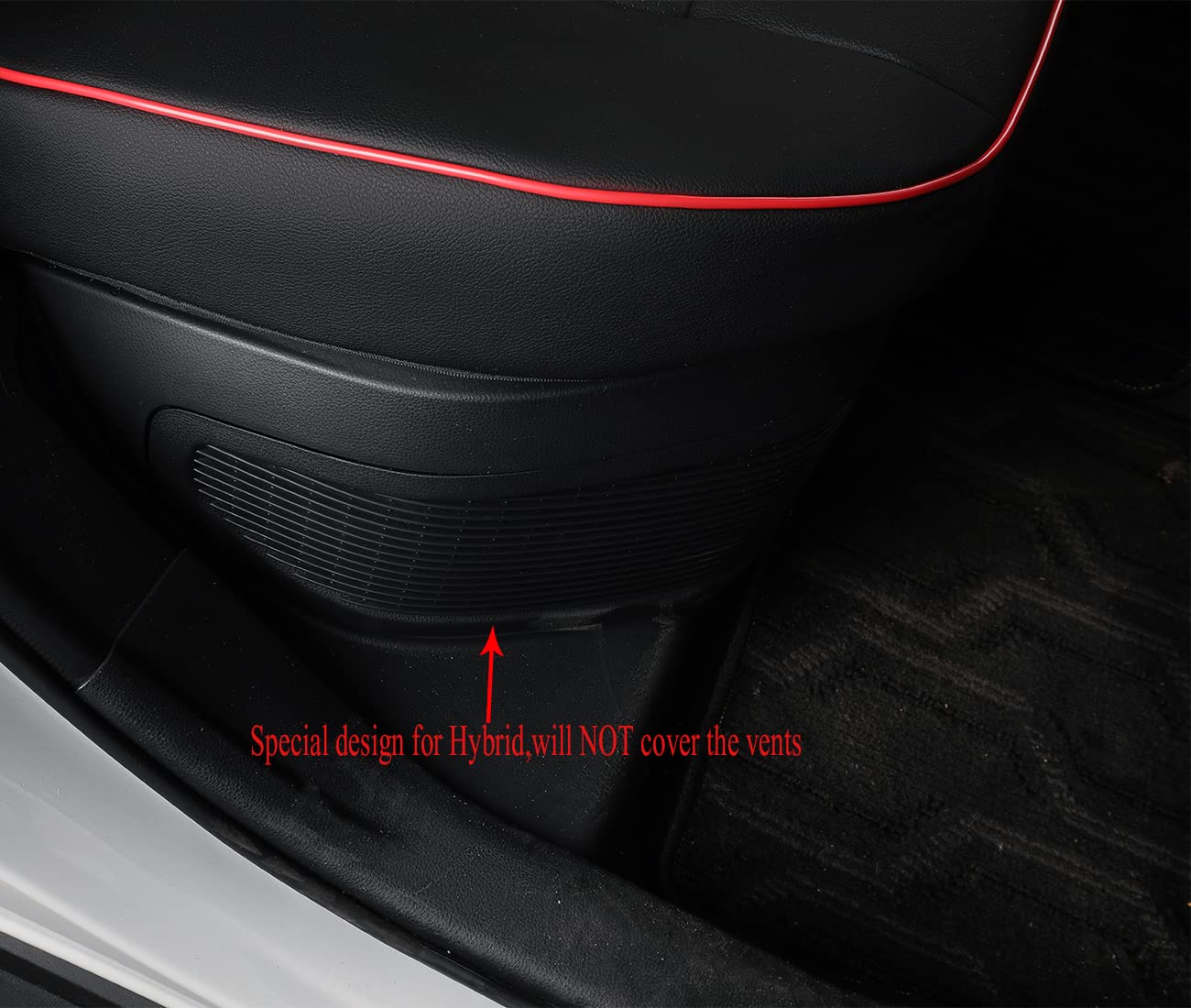 Premium Leather Car Seat Covers for Toyota Highlander 2014-2019 - Custom Fit 2nd Row 40/60 Split Truck Seat Covers Full Set (Black with Red Trim) - Durable Protection for Daily Commute & Road Trips
