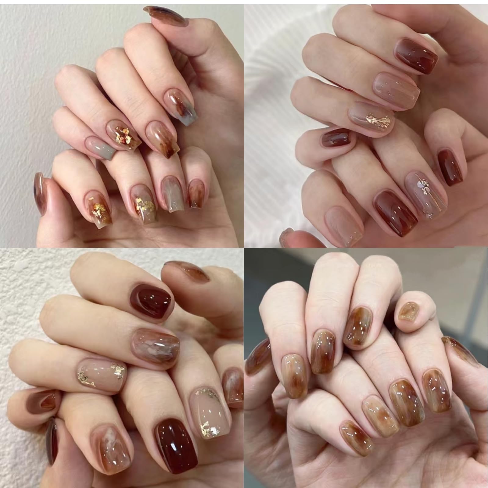 CHARMING MAY 12 Colors Shimmer Metallic Nail Watercolor Paint Set - Solid Watercolor & Metallic Powder for Nails (Brown) | DIY Nail Art, Manicure, Pedicure, Salon & Home Use